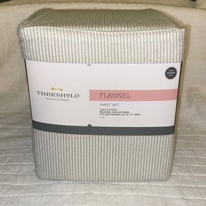 Grey striped flannel sheet set